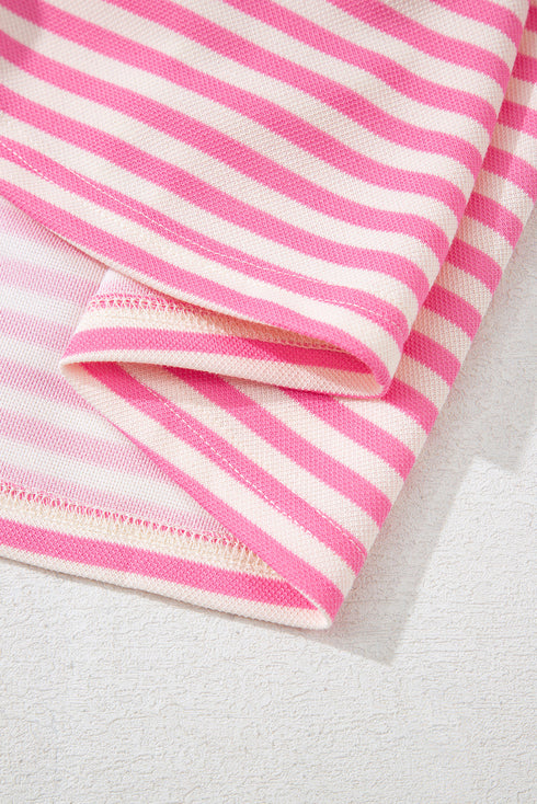 Nautical Lines Striped Bow Back Cutout Wide Sleeve Tee